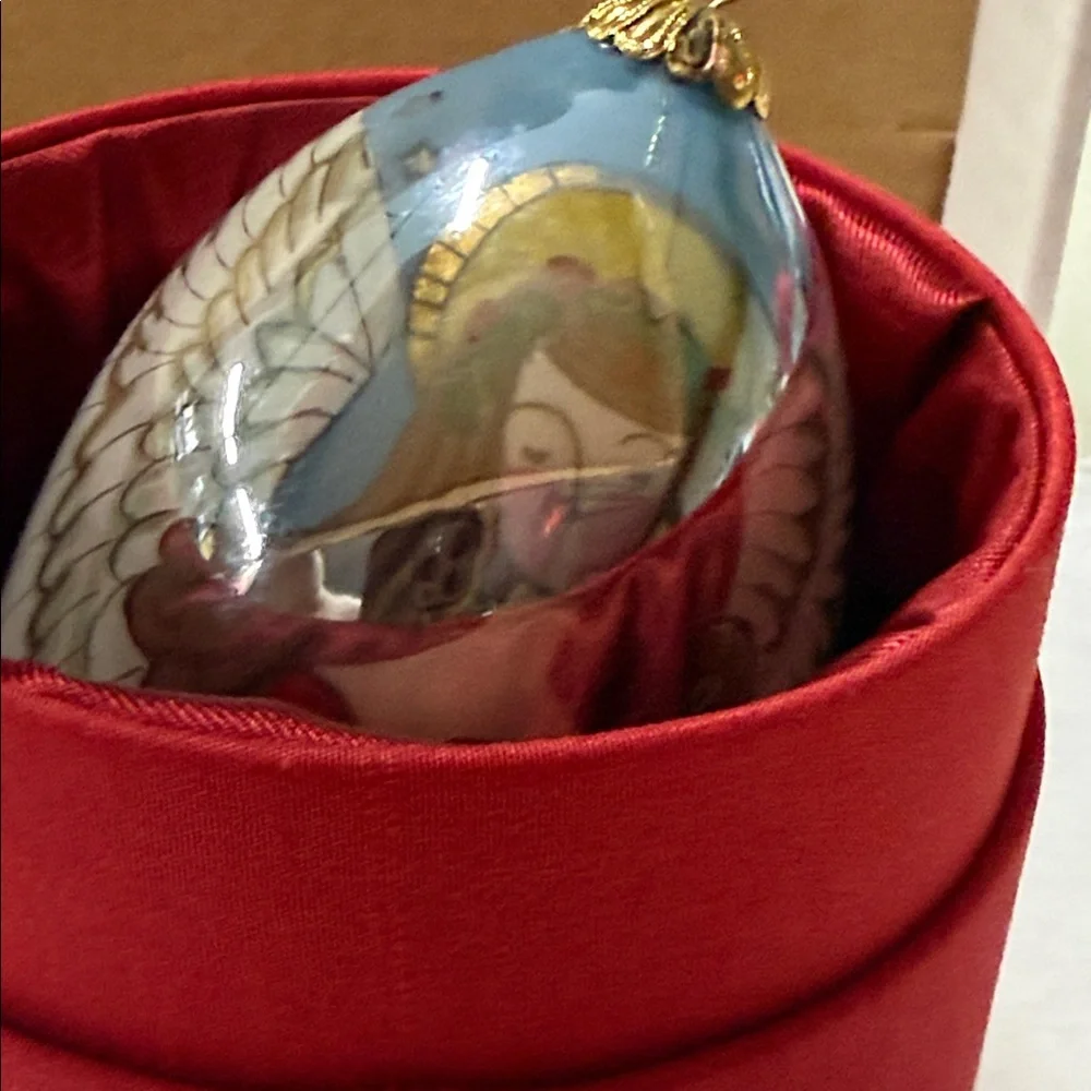 ⭐️Pier 1 Imports 2009 Li Bien Hand Painted Mouth Blown Glass Angel Drop Ornament